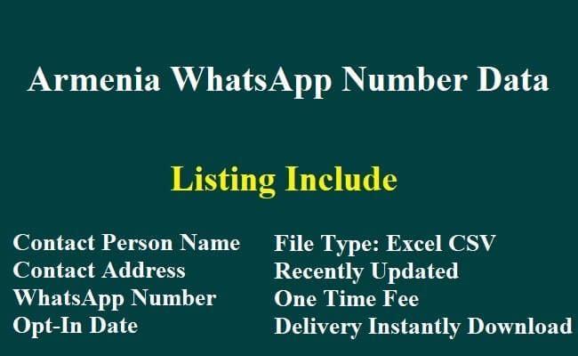 亚美尼亚 Whatsapp 数据​